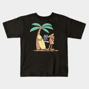 Rocky and bullwinkle surfing summer vacation Kids T-Shirt